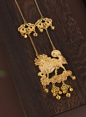 项链新中式国风长命锁麒麟吊坠