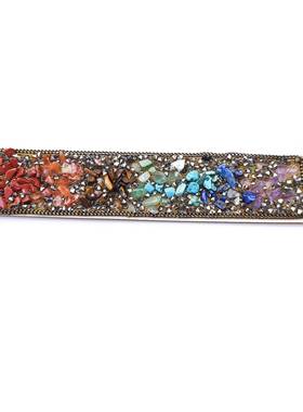 天然水晶玛瑙玉石半宝石七彩石碎石手工手链打坐瑜伽石手环圈圈