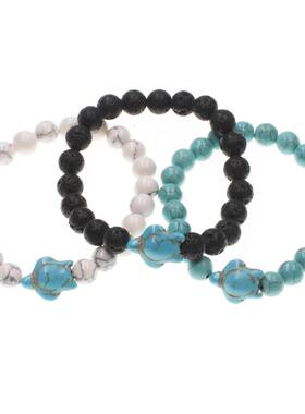 乌龟手链新款上市跨境绿色松石火山石白松石多款天然石男女款弹力