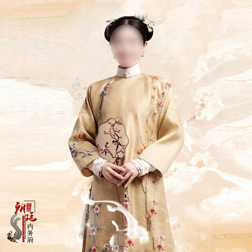 影视梦回同款古装粉色清朝格格服旗服清代福晋皇后服女装演出服 - 图0