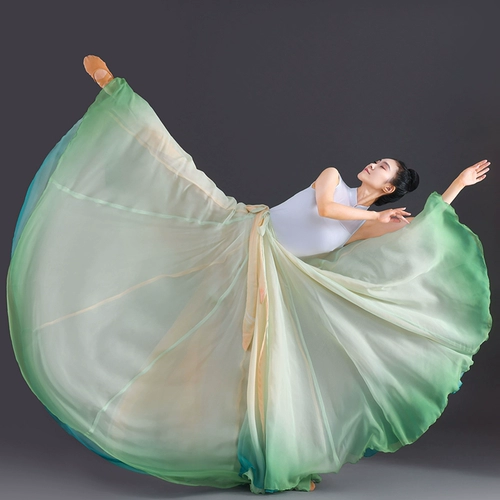 Классическая спортивная одежда, двухцветная танцующая длинная юбка, китайский стиль, широкая цветовая палитра