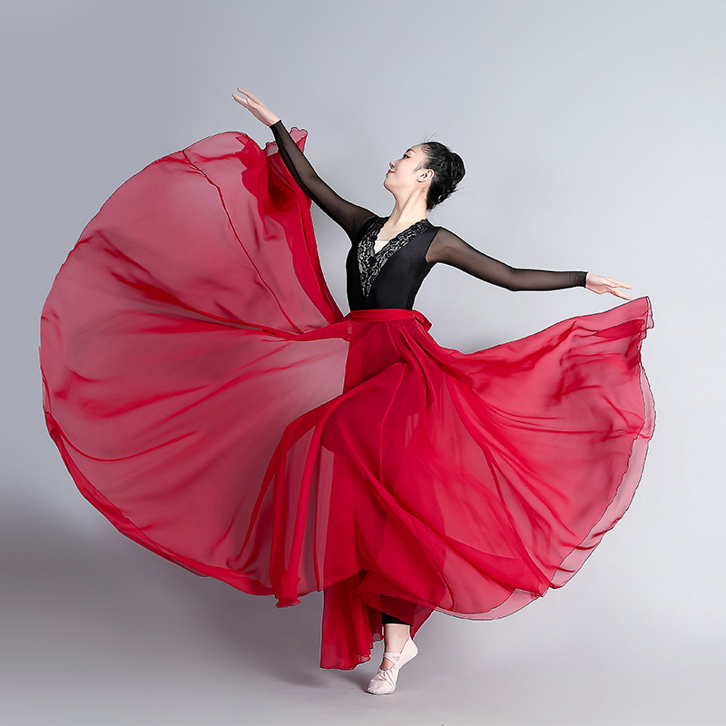 民族中国风古典舞蹈大摆现代纱裙 众托半身裙