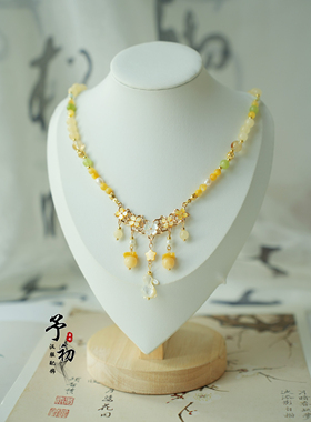 【桂香月】中秋桂花蝶贝兔兔锁骨链汉服配饰