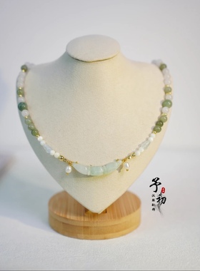 予初【藕花深】翠翠锁骨链原创设计百搭夏日锁骨链汉服项链