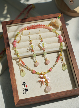 【春日燕】桃红柳绿粉蝶贝锁骨链汉服配饰古风