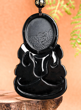 天然a货翡翠墨翠度母观音佛像玉石吊坠冰种挂件男女款项链保平安