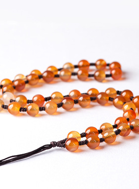 天然正品红玛瑙珠链吊坠编织挂绳圆珠毛衣链男士女款玉石项链玉佩