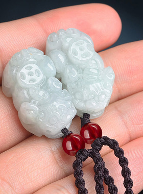 天然正品缅甸A货翡翠小号金钱貔貅玉石吊坠挂件皮丘男女玉佩玉器