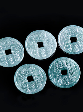 天然A货翡翠蓝水山鬼花钱小号玉石吊坠八卦玉坠男士女款挂坠饰品