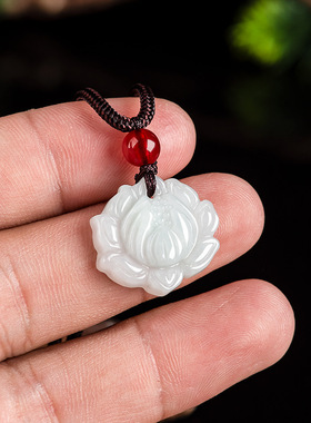 天然正品缅甸a货保真翡翠荷花莲花吊坠冰种玉石挂件花件男女玉器
