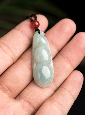 天然正品缅甸a货保真翡翠福豆四季豆玉石吊坠冰种挂件花件女玉器