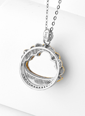 天然a货翡翠阳绿佛公S925银镶冰种玉石吊坠玉坠女款项链时尚挂件