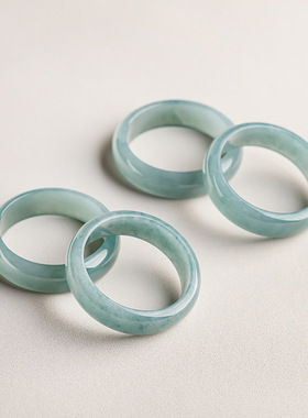 天然正品老坑A货保真翡翠蓝水戒指男款扳指冰种玉石玉指环玉器