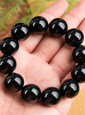 天然正品墨玉a货保真翡翠墨玉18mm玉石手串男士手链大气高档玉器