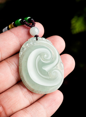 天然缅甸a货翡翠晴绿吉祥如意吊坠玉石挂件糯冰种挂件花件女款