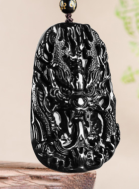 天然a货翡翠墨翠霸气龙王龙牌玉石吊坠生肖龙冰种挂件男女款项链