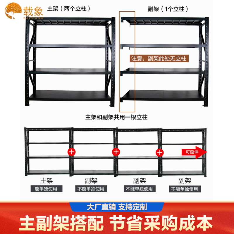 家用货架置物架库房多层定制黑色储物架仓库铁架地下阳台杂物架 - 图2