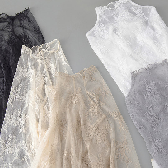 Lace mesh transparent mesh top with base layer underneath