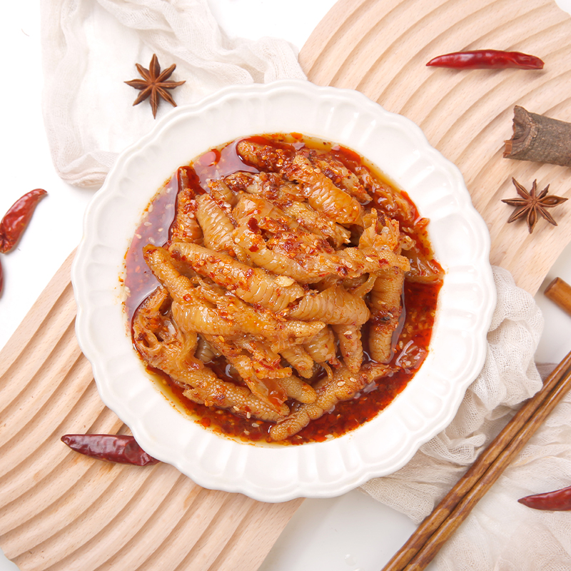 童谣无骨凤爪柠檬蒜香麻辣味鸡爪即食脱骨鸭掌卤味零食罐装500g-图1