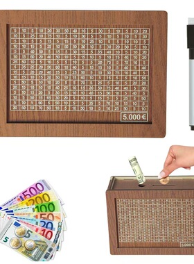 跨境Money Box with Counter家居质柜台木质存钱罐工艺品木制摆件