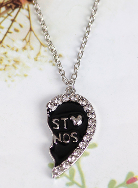 镶钻爱心项链拼接二人闺蜜饰品