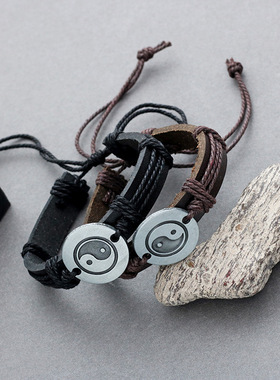 潮男合金国潮复古宽手带手链手环