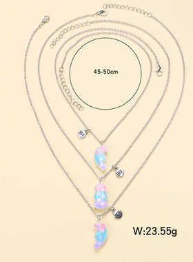 时尚蝴蝶亮片磁吸项链男女同款