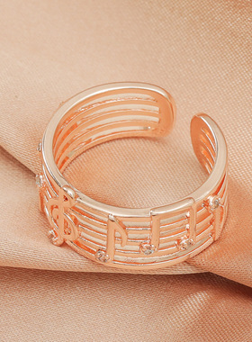 其他男女通用锌合金简约音符戒指