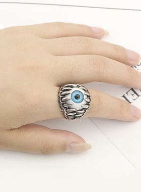 恶魔眼睛男生钛钢欧美万圣款戒指