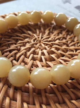 【糖豆豆】且末糖手链新疆和田玉糖手链且末料且末黄金糖10mm手串