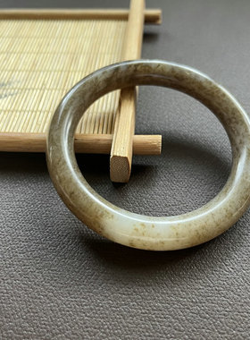 【陈酿】和田玉手镯俄料糖白玉圆条手镯糖料水草花桂花糕复古镯子