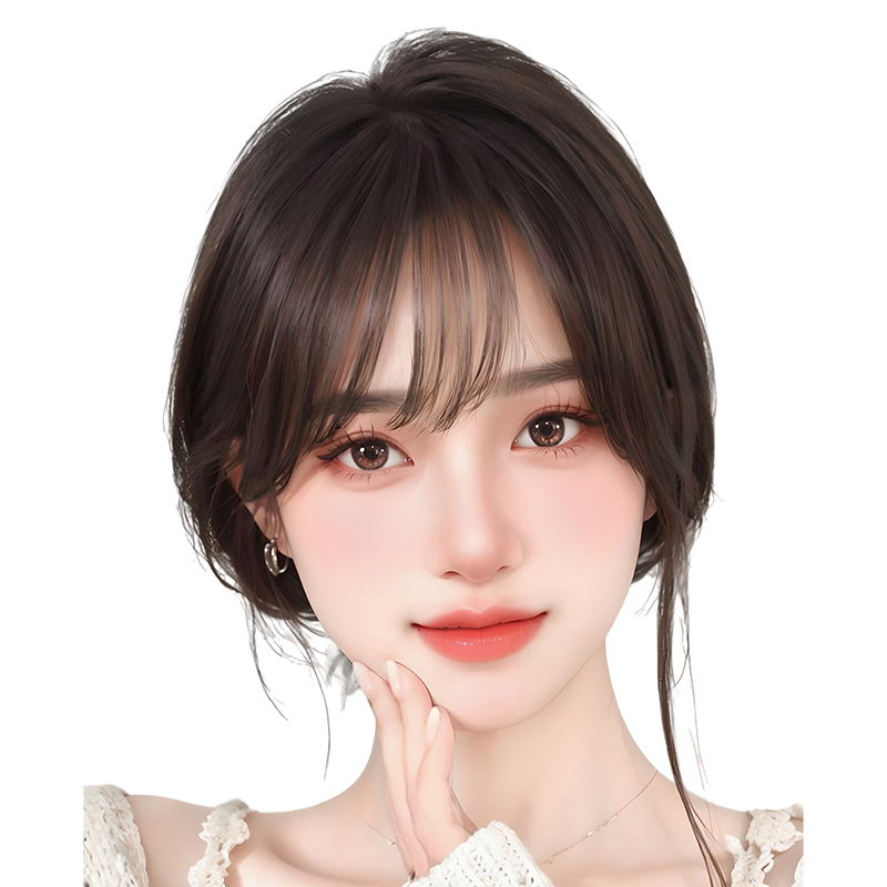 蝶型假发片女头顶补发片遮白发增发量全真人发高颅顶轻薄刘海假发