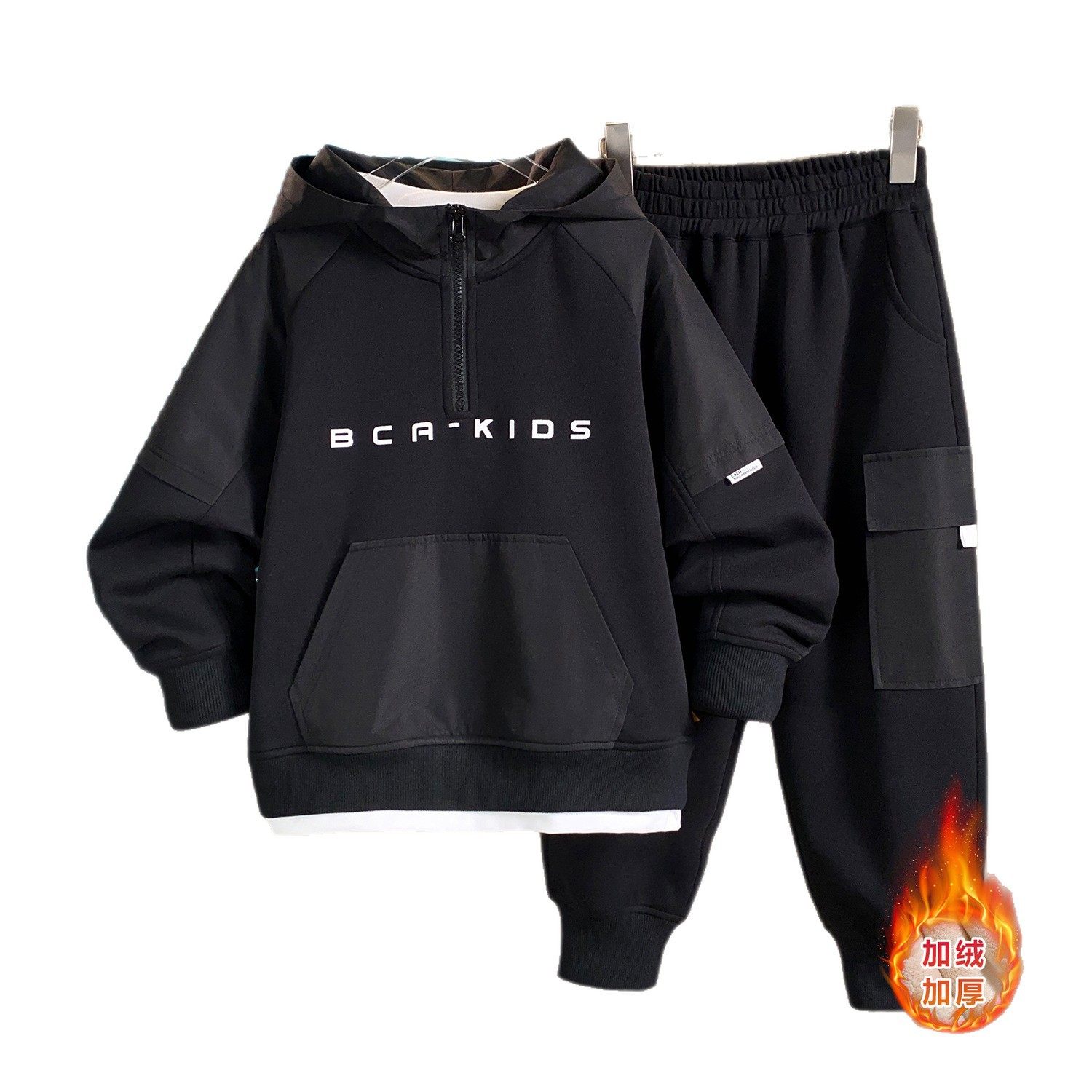 2026童装男童套装冬季新款大童宽松休闲冲锋衣外套儿童加绒两件套,淘宝优惠券,粉丝福利购,淘宝优惠卷