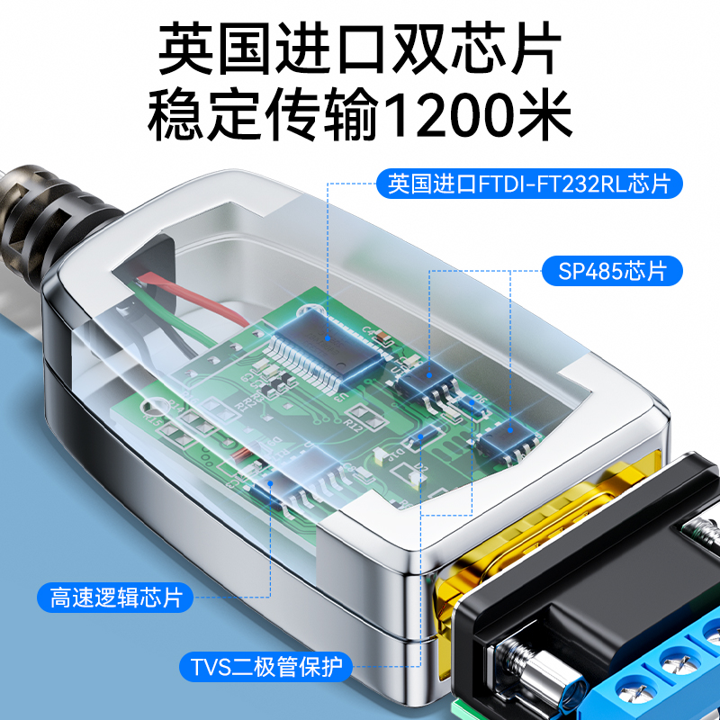 帝特usb转rs485/422/232转换器串口com口9针传输工业级plc通讯模块转电脑typec无线串口线USB转485串口线5019 - 图0