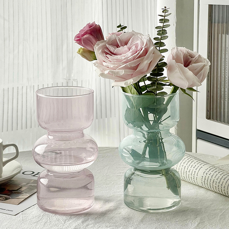 中古小众玻璃花瓶复古摆件客厅插花水养干鲜花高级感ins网红装饰 - 图0