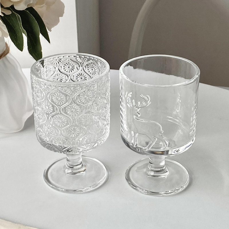 高颜值ins风浮雕玻璃杯果汁杯冰淇淋雪糕酸奶布丁冷饮料高脚杯子,淘宝优惠券,粉丝福利购,淘宝优惠卷