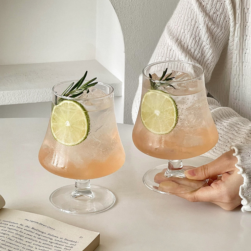 ins风高脚玻璃杯冰美式咖啡杯冷饮杯苏打气泡水杯饮料杯鸡尾酒杯,淘宝优惠券,粉丝福利购,淘宝优惠卷