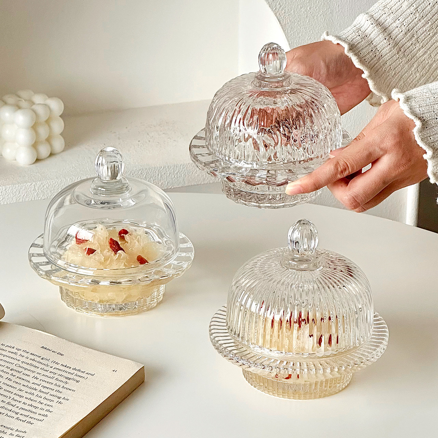 欧式燕窝碗银耳盅玻璃带盖透明精致高级家用水果点心甜品碗小汤盅