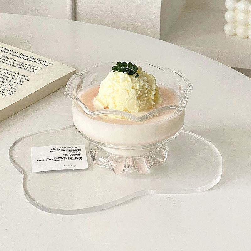 高脚冰淇淋甜品碗家用精致透明酸奶刨冰布丁雪糕碗燕窝宽口玻璃碗