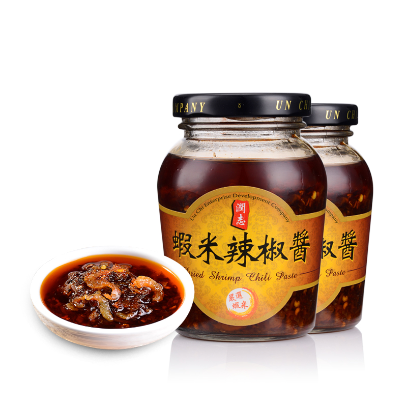 香辣蒜蓉辣酱特辣即食虾米辣椒酱180g香港特产润志拌粉面下饭酱*2