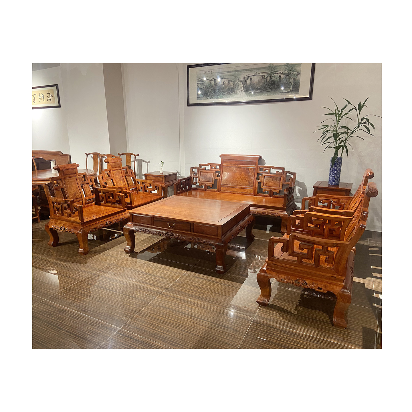 红木家具缅甸花梨木大富贵卷书沙发十件套大果紫檀客厅(现货I1854,淘宝优惠券,粉丝福利购,淘宝优惠卷