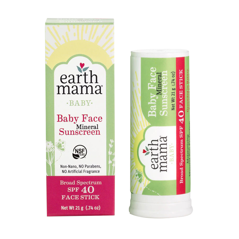 美国Earth Mama地球妈妈婴儿矿物防晒面棒防紫外线21g/个 SPF 40