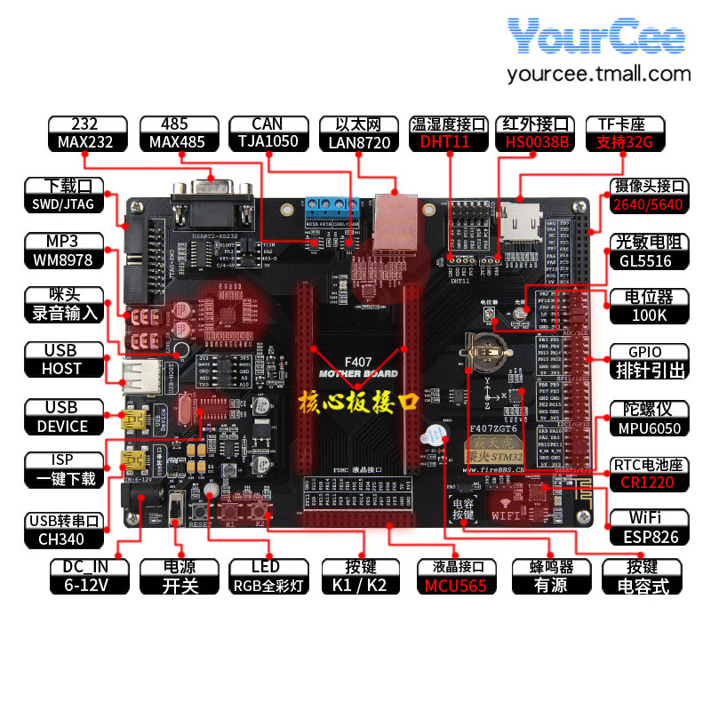 F407-霸天虎-V1/V2  STM32F407ZGT6开发板学习板核心板ARM开发板 - 图2