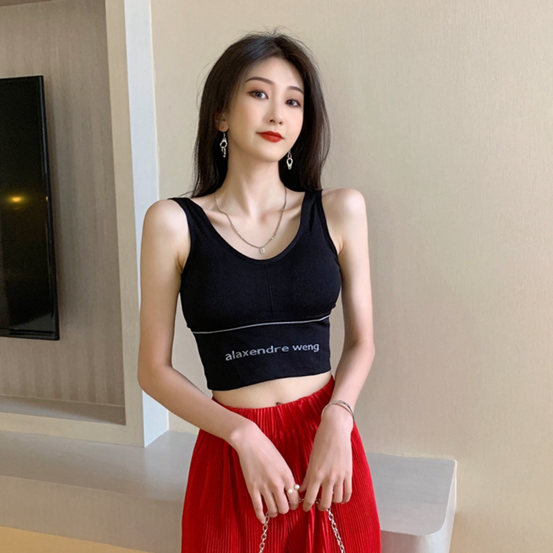 u型美背带胸垫一体网红爆款女吊带 奥简人背心吊带