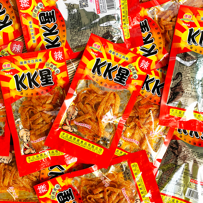 湖南麻辣零食 kk星辣条德建超辣变态辣辣片怀旧校园5毛钱面筋小吃 - 图1