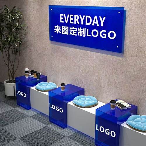 网红彩色亚克力L型展示台阶梯陈列桌奶茶店鞋店吧台底座地台定制 - 图0