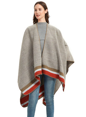 2024 Women's Fashion Casual Color Blocking Plaid Split Shawl