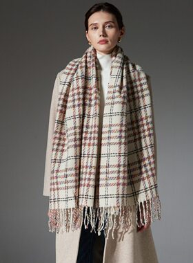 2024 Women Fashion INS Tassel Plaid Houndstooth Scarf Shawl
