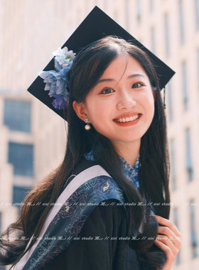 中式簪花发夹学士硕士毕业帽