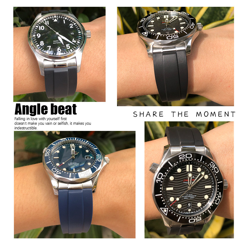 弧形橡胶表带欧米茄万国飞行员海马 泰菲格手表配件